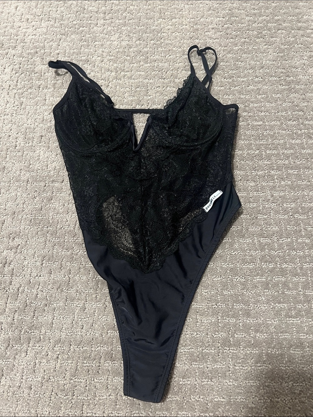 Boutine LA Black Lace Trim Teddy Bodysuit